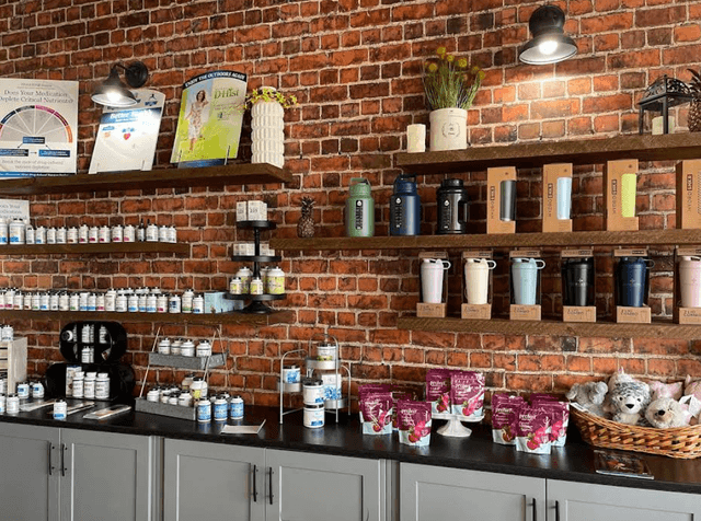 shelves stocked with popular health products